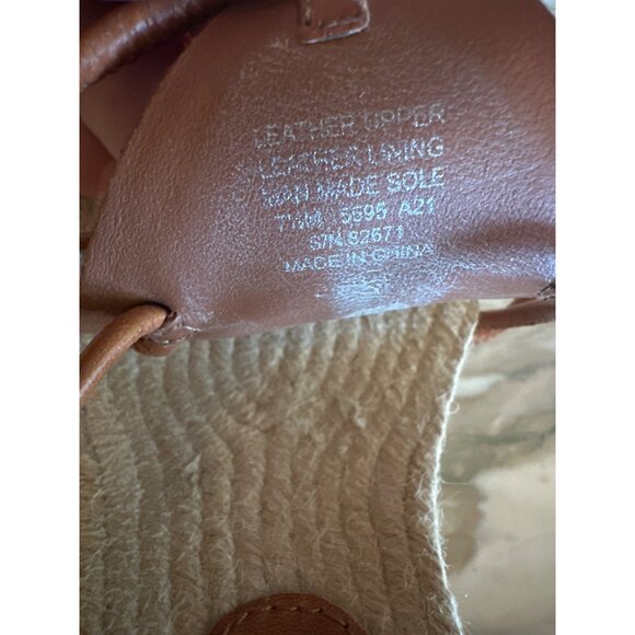 Tory Burch Leather Espadrille Wedge Sandals Brown Size 7.5 Boho Coastal - Picture 6 of 7